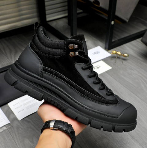 Black High-Top Chunky Lace-Up Sneakers