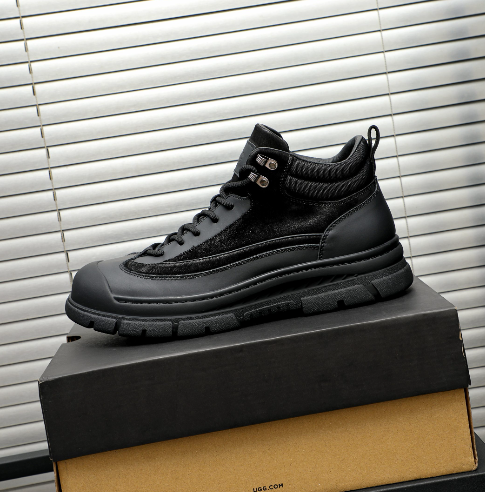 Black High-Top Chunky Lace-Up Sneakers