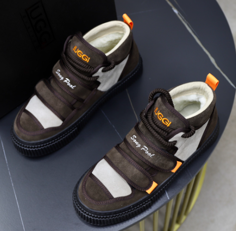 Brown & White Platform Strap Sneakers