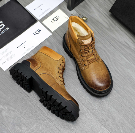 UGG Brown Lace-Up Lugged Boots