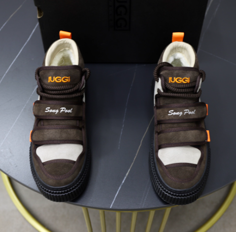 Brown & White Platform Strap Sneakers