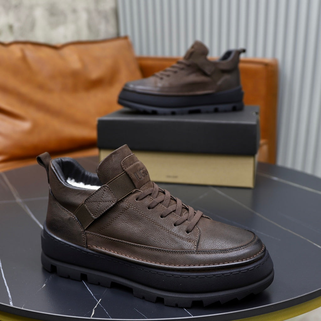 UGG Dark Brown High-Top Lace-Up Sneakers with Ankle Strap