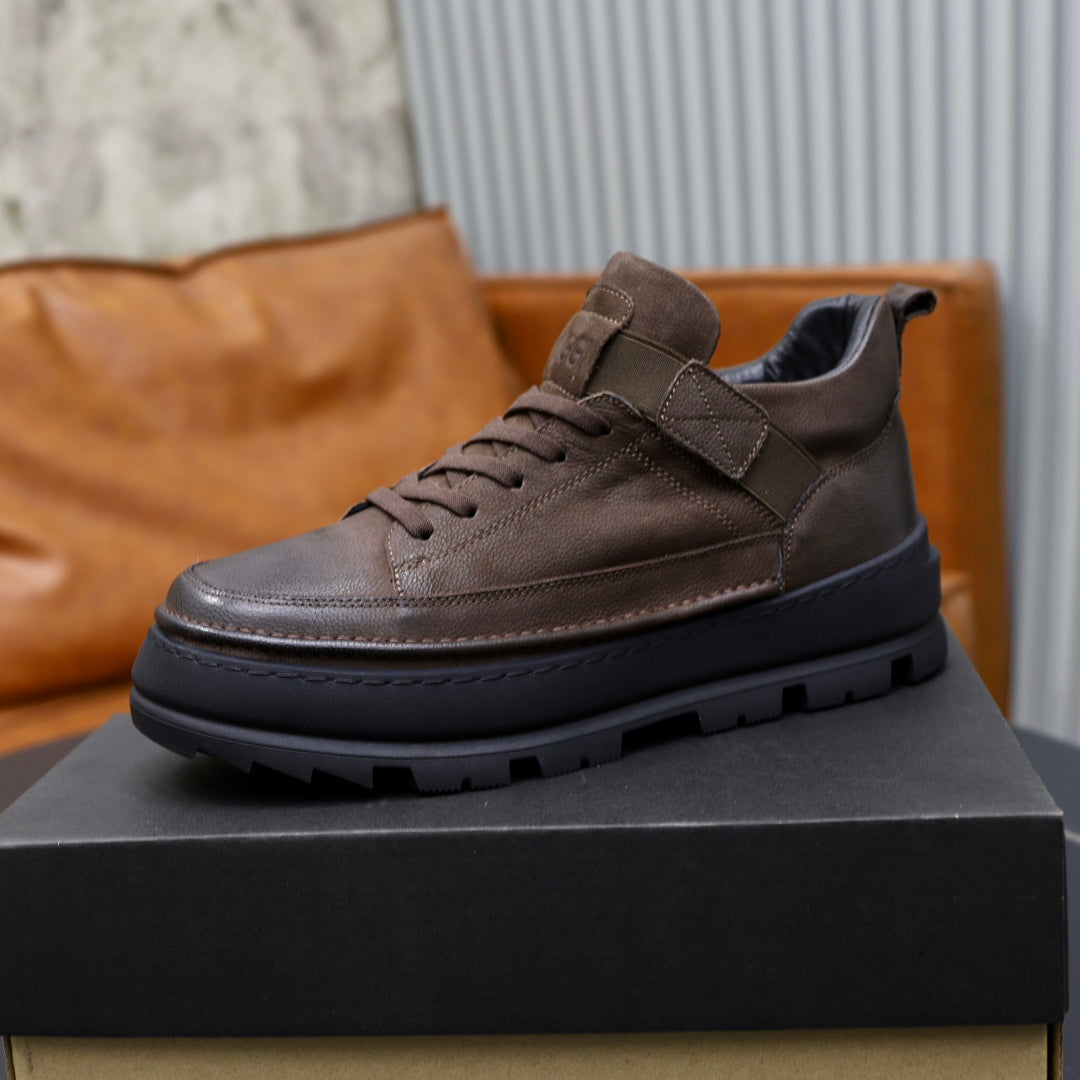 UGG Dark Brown High-Top Lace-Up Sneakers with Ankle Strap