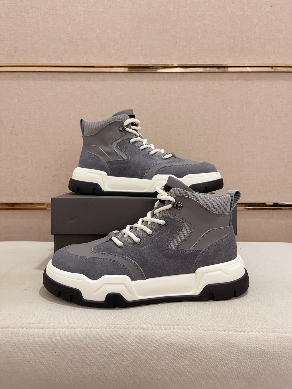 UGG Gray & Cream Lugged High-Top Sneakers