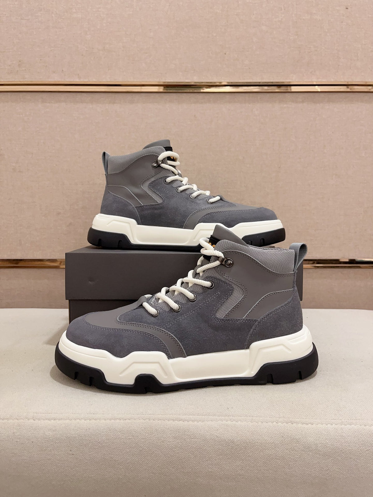 UGG Gray & Cream Lugged High-Top Sneakers