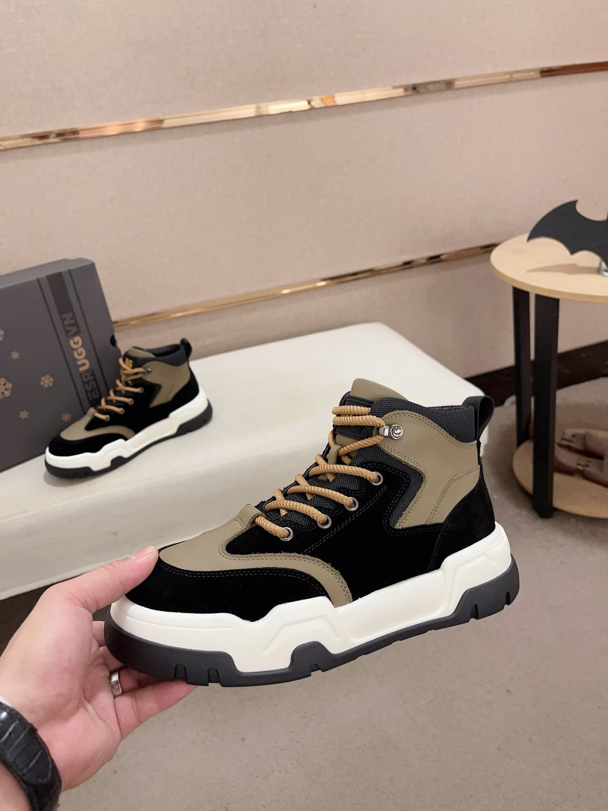 UGG Black & Olive Lugged High-Top Sneakers