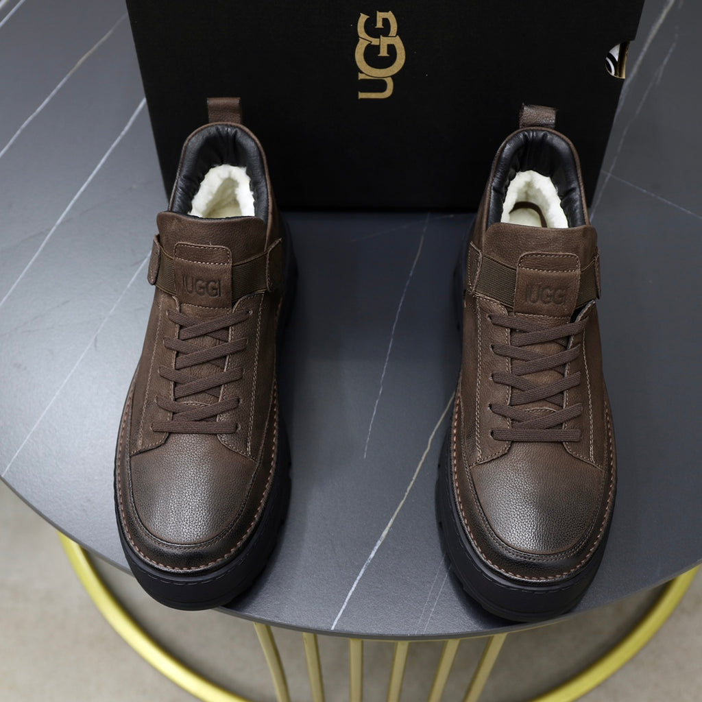 UGG Dark Brown High-Top Lace-Up Sneakers with Ankle Strap