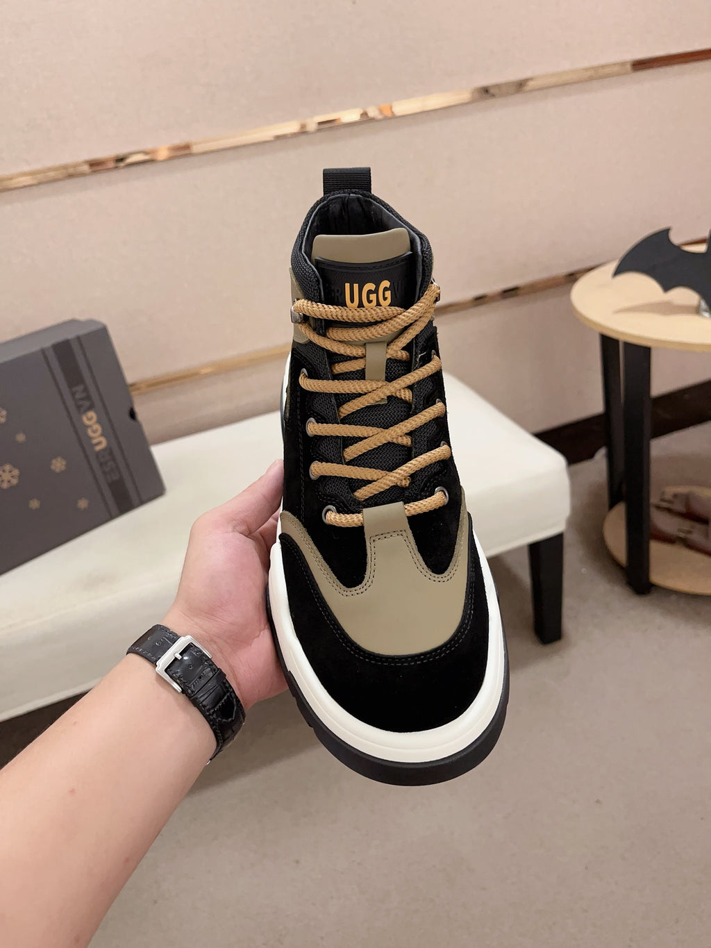 UGG Black & Olive Lugged High-Top Sneakers