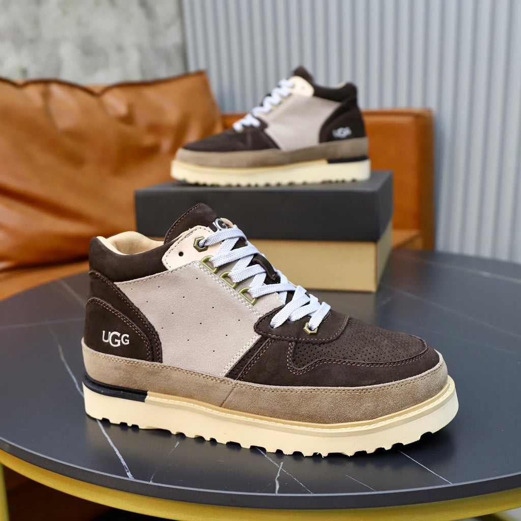 UGG Tan & Brown High-Top Sneakers with Lugged Sole