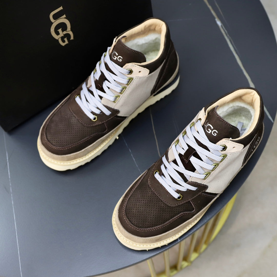 UGG Tan & Brown High-Top Sneakers with Lugged Sole