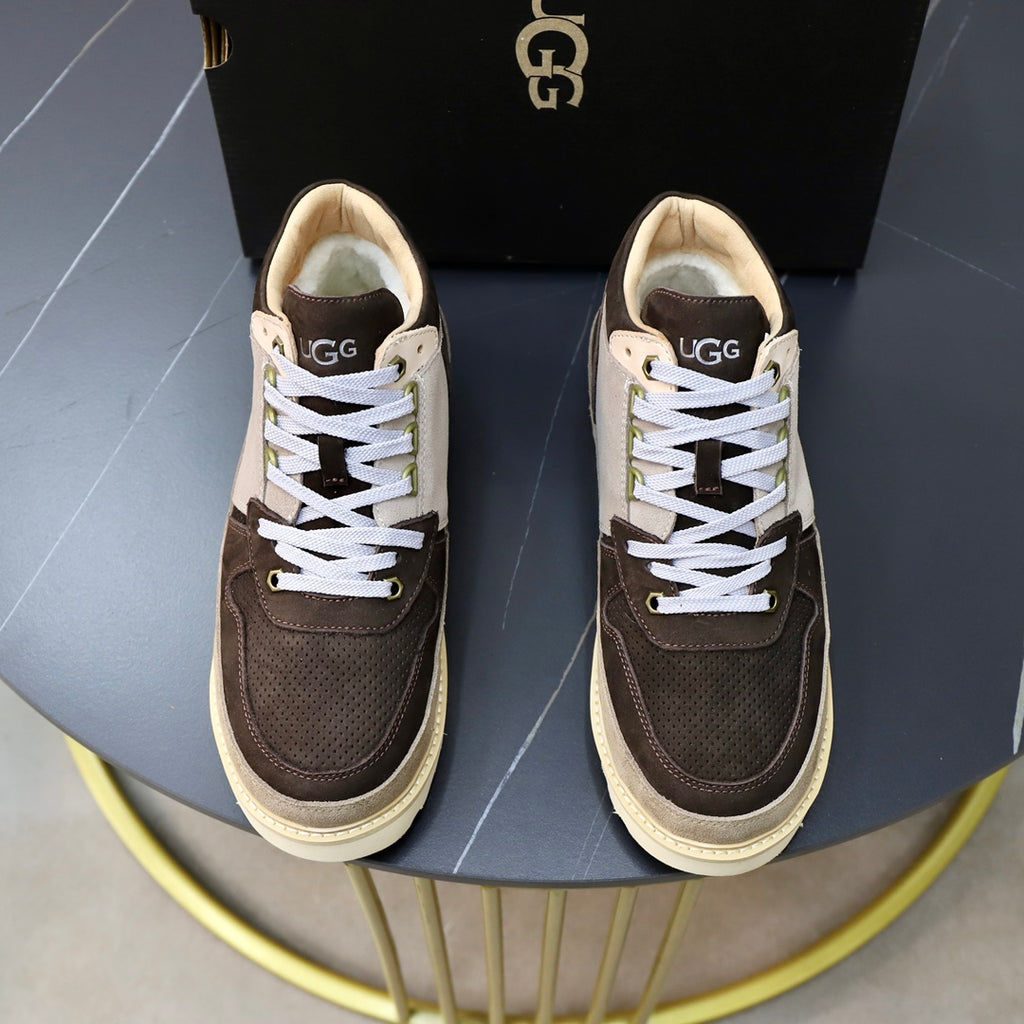 UGG Tan & Brown High-Top Sneakers with Lugged Sole