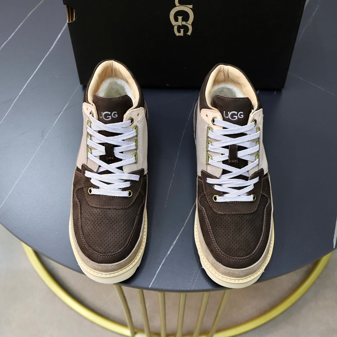 UGG Tan & Brown High-Top Sneakers with Lugged Sole
