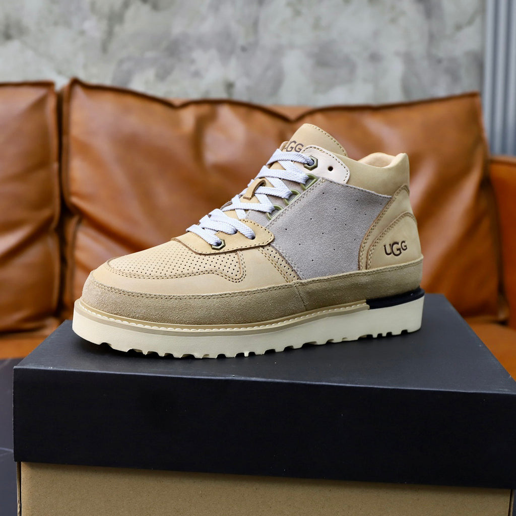 UGG Tan & Brown High-Top Sneakers with Lugged Sole