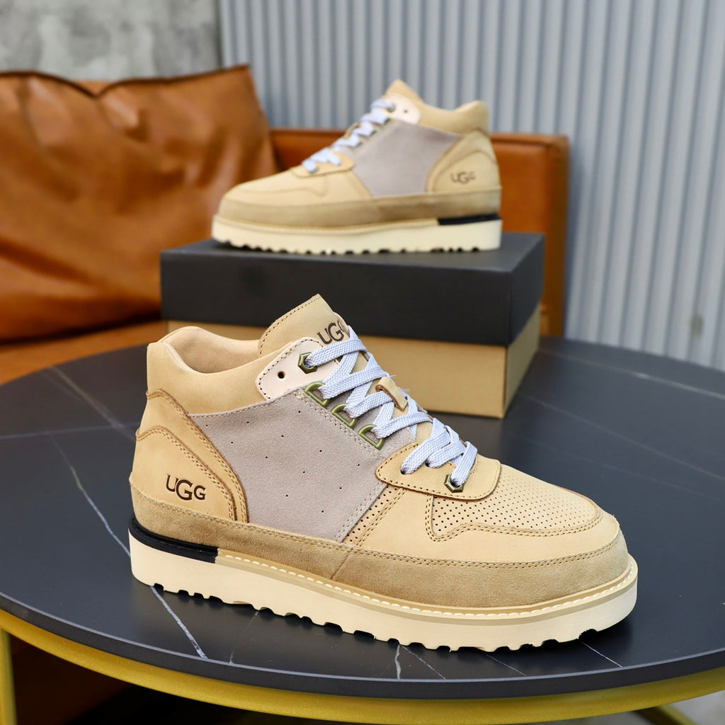 UGG Tan & Brown High-Top Sneakers with Lugged Sole
