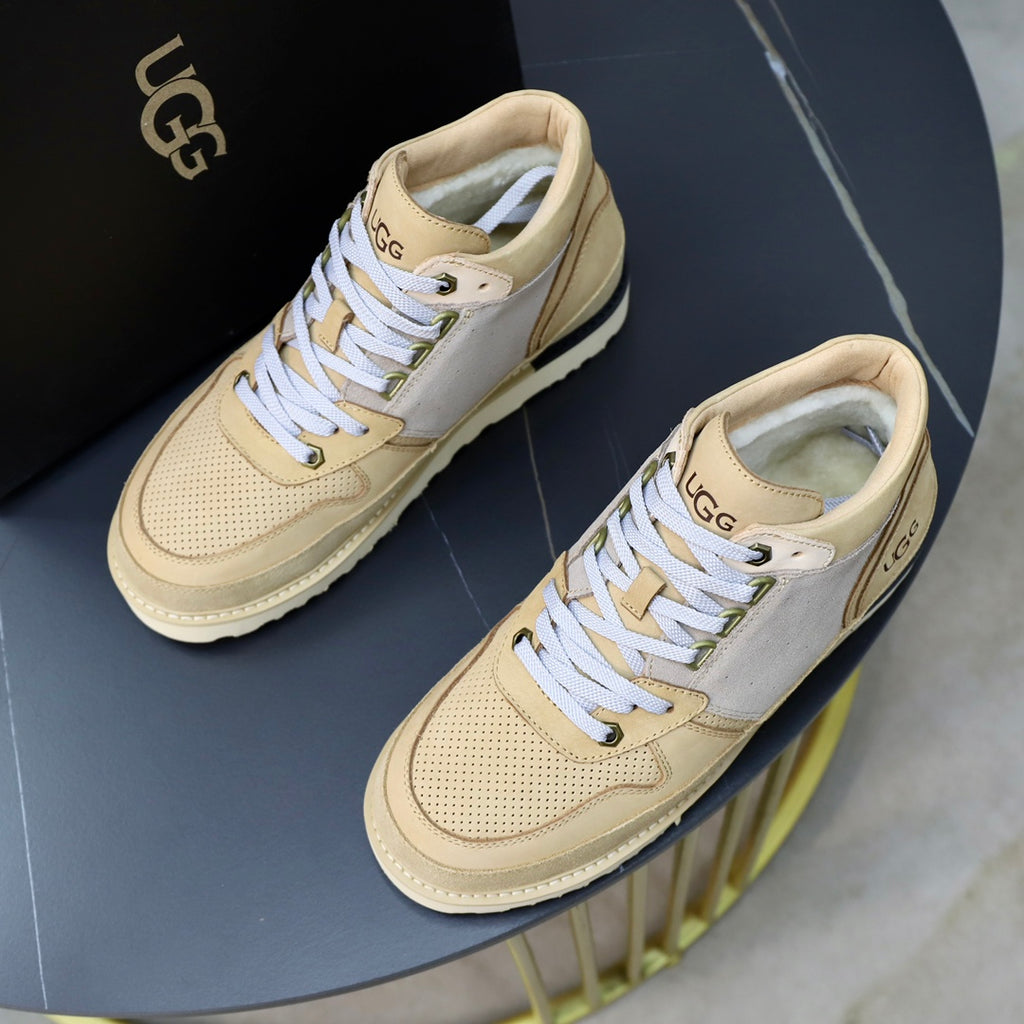 UGG Tan & Brown High-Top Sneakers with Lugged Sole
