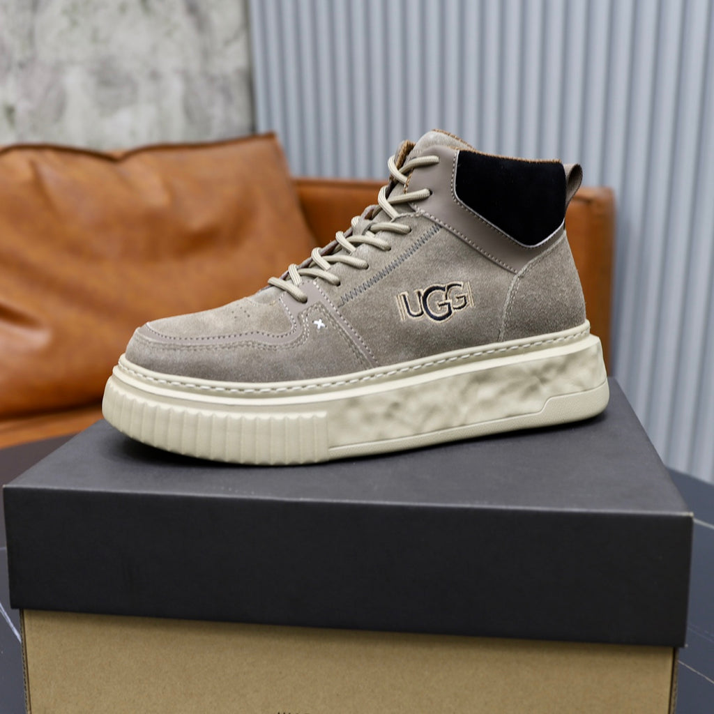 UGG Gray High-Top Lace-Up Sneakers with Contrast Collar