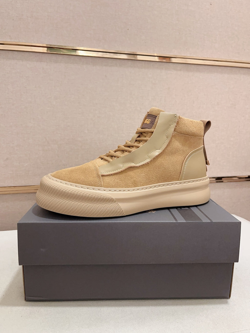 UGG Beige & Tan Platform High-Top Sneakers