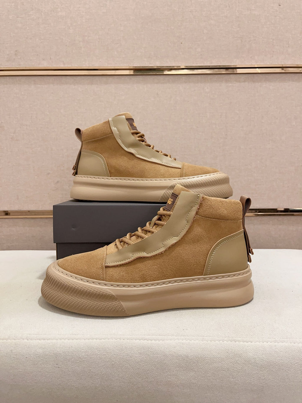 UGG Beige & Tan Platform High-Top Sneakers