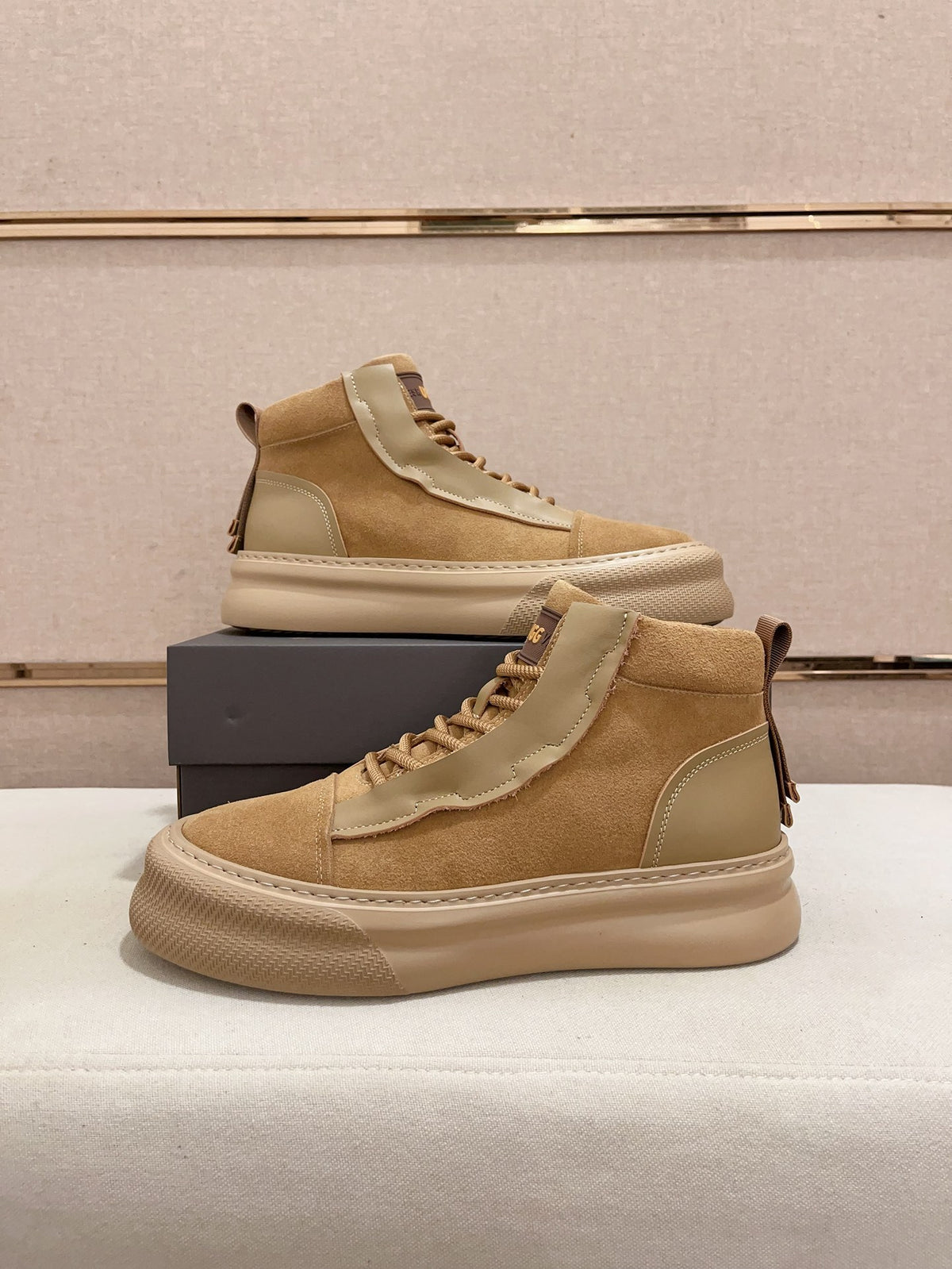 UGG Beige & Tan Platform High-Top Sneakers