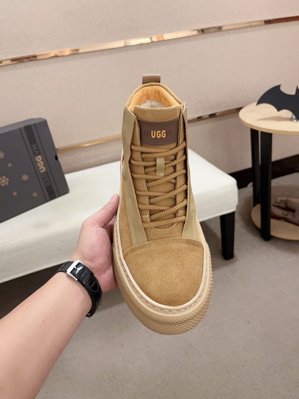 UGG Beige & Tan Platform High-Top Sneakers