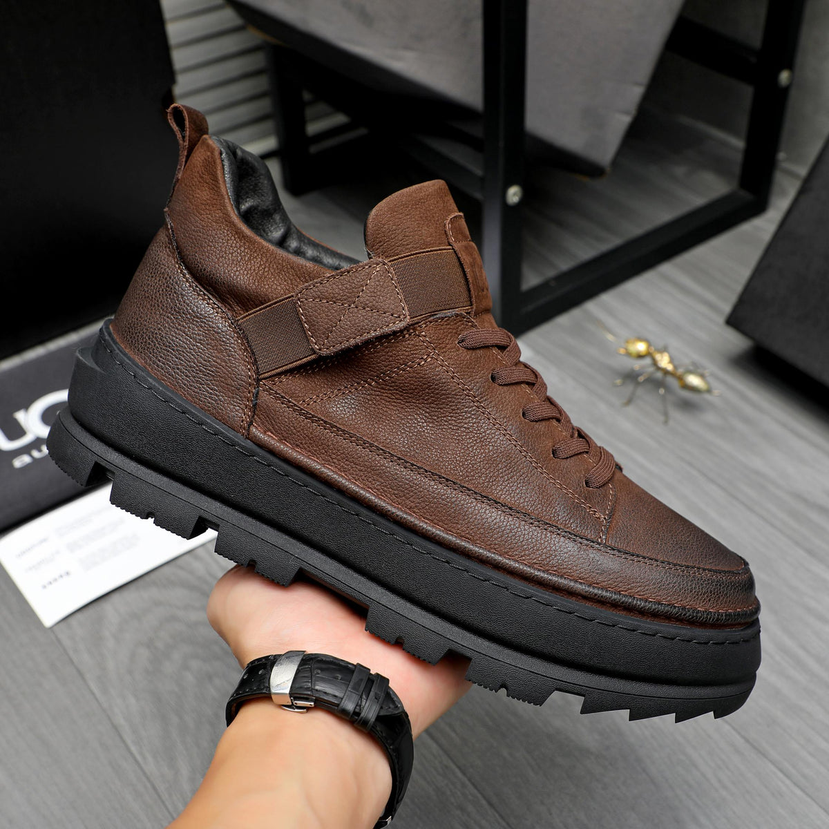 UGG Brown Strap High-Top Sneakers