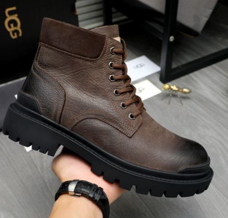 UGG Dark Brown Lugged Lace-Up Boots