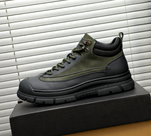 Olive Green & Black Chunky Lace-Up Sneakers