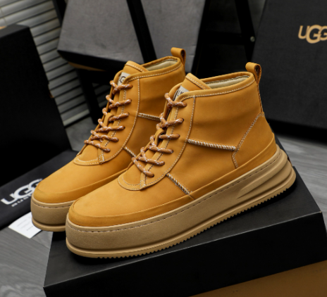 UGG Tan Lace-Up High-Top Sneakers