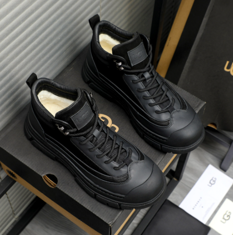 Black High-Top Chunky Lace-Up Sneakers