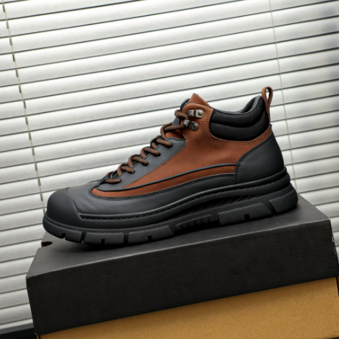Brown & Black Chunky Lace-Up Sneakers