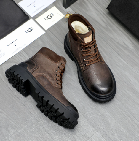 UGG Dark Brown Lugged Lace-Up Boots