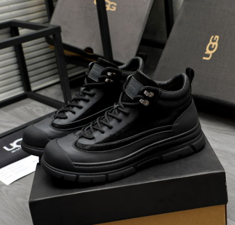 Black High-Top Chunky Lace-Up Sneakers