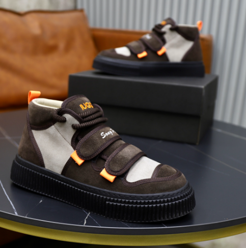 Brown & White Platform Strap Sneakers